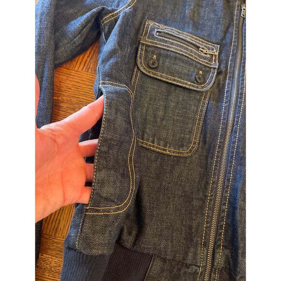 INSIGHT BOMBER CARGO FLIGHT DENIM JACKET MEDIUM - Picture 3 of 10